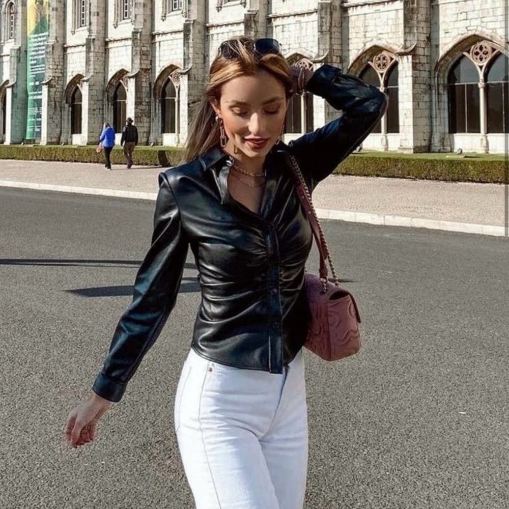 Zara Fitted Faux Lather Shirt